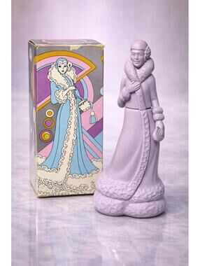 Avon 1970s Roaring Twenties Cotillion Lady Cologne Bottle W/Box, 2.5x6.25”